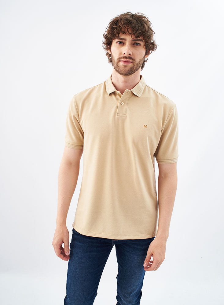 Camiseta Tipo Polo Hombre Color Beige – Moft