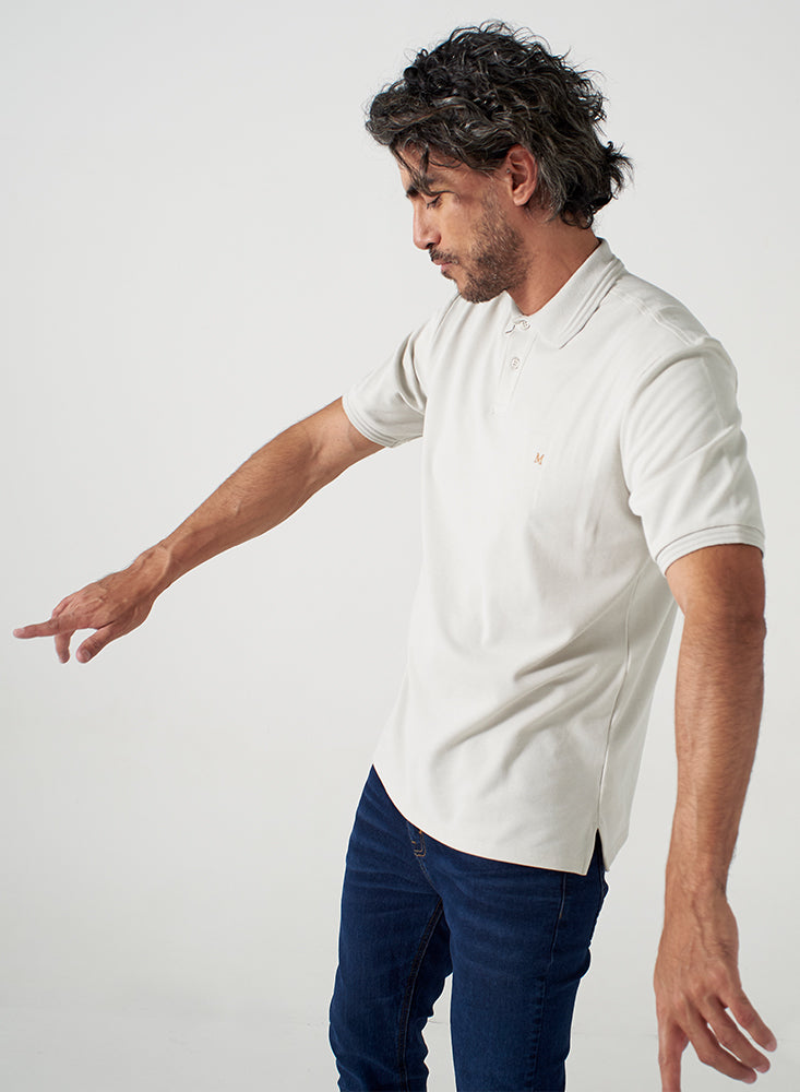 Camiseta Tipo Polo Hombre Color Beige – Moft